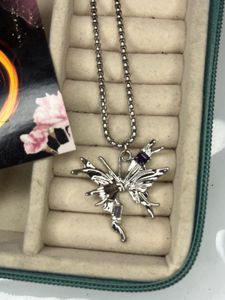 anti-tarnished big butterfly necklace
