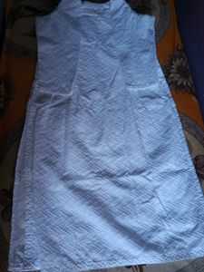 Pure cotton white coloured boatneck chikankari kur