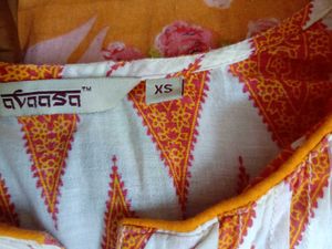 Orange &amp; White Print Long Sleeve Top
