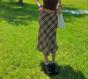 Brown Plaid Checkered Skirts