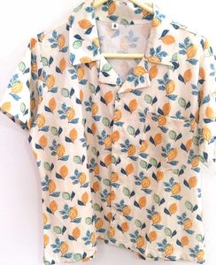 Lemon Yellow Botanical Print Shirt