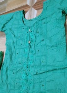 Green Embroidered Kurta Set