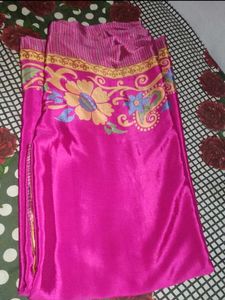crape Pink &amp; Floral Saree