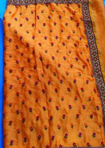 Mustard Floral Embroidered Saree