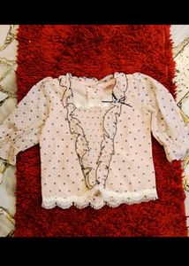 Cute Girls&#39; Floral Print Top