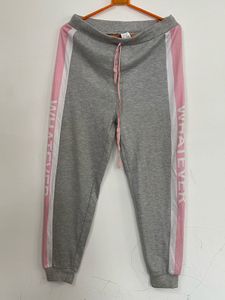 Grey Sweatpants With Pink Strips