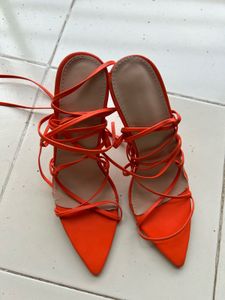 Tie Up Orange Heels