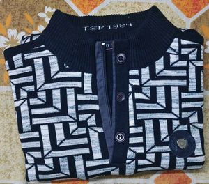 Patterned Button-Up Sweater