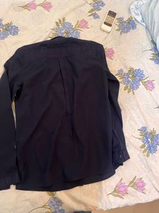 Wills Navy Blur Classic Shirt With Embroidery