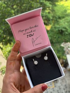 Silver Square Drop Earrings