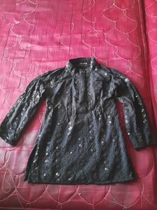 Elegant Black Embroidered Tunic Top