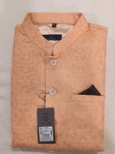 XXL - Orange Embroidered Nehru Jacket