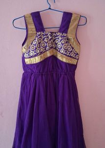 Girls' Purple &amp; Gold Party Dress stitched by me