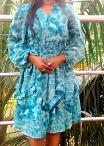 Chic Green Printed Dress