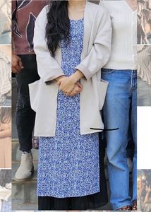 AND Print Blue Long Kurta