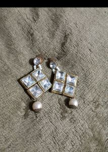 Golden Kundan Pearl Earrings
