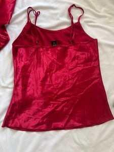 Deep Red Satin Cami &amp; Pants Set