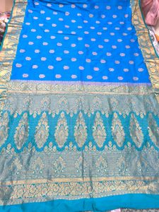 vintage Kanjivaram Blue &amp; Gold Saree