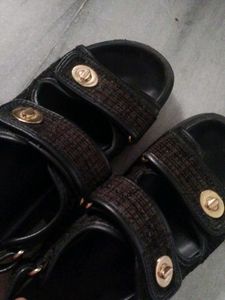 Black Adjustable Strap Sandals