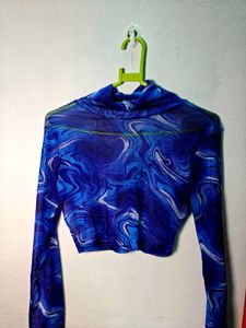 Blue Marble Print Top