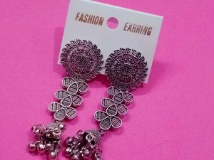 Boho Silver Drop Earrings Combo Of 2