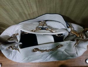YSL White Quilted Handbag