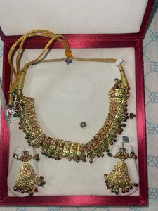 1 Gram Gold Plated Necklace Set with Jhumka