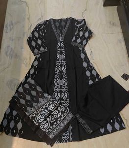 A Line Black Suit With Pant N Dupatta
