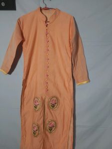 Price Drop!!!! Peach Color Partywear Full Suit With Dupatta