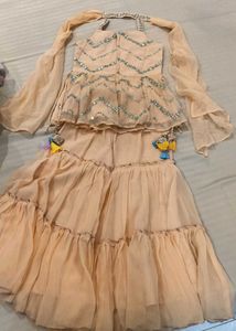 Girls&#39; Peach Sharara Suit