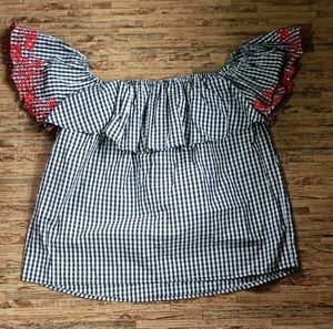 Gingham Off-Shoulder Top
