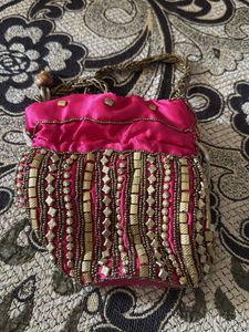 Pink Beaded Handbag