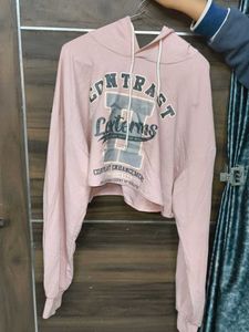 Peach Pink Oversized Crop Sweatshirt