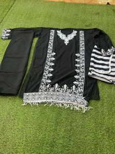 Elegant Black Embroidered Kurta Set