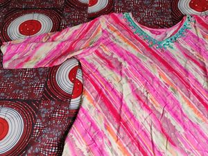 Cotton Kurti With Glass Work Around The Neck