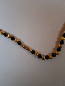 Ornate Gold &amp; Black Beaded Necklace