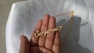 Custom &#39;Sanjana&#39; name necklace with heart detail