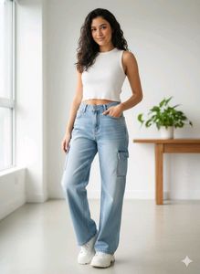 Light Wash Cargo Jeans