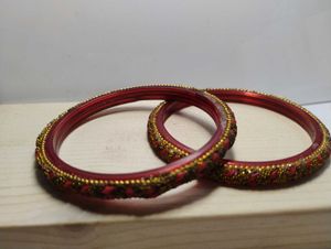 Red &amp; Gold Beaded Bangles