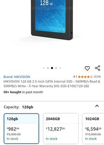 Hikvision 128GB SSD Very low Price 😄