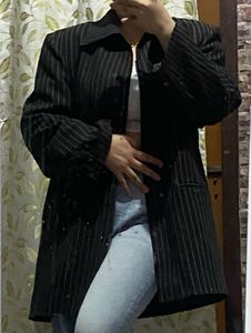 Black Stripe Suit With Free Top!!