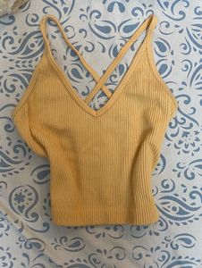 Yellow Ribbed Tank Top