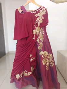 Red designer Lehanga choli zari and sequins work