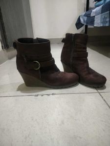 Brown Wedge Ankle Boots