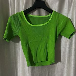 Green Ribbed Top