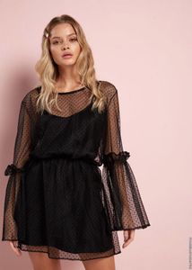 Next Black Shirred Mesh Dress