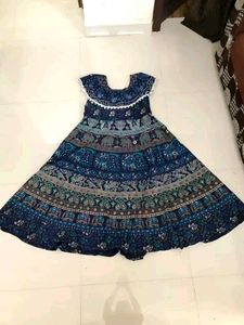 Girls' Blue Patterned Dress