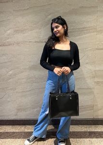 BLACK SHOULDER SOLID BAG