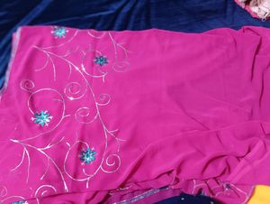 Pink Georgette Saree
