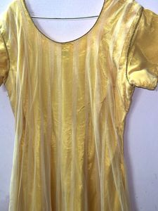 Embroidered Anarkali  Yellow Kurta